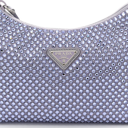 Prada Satin Crystal Mini Re-Edition 2000 Bag Glicine 7 of 10