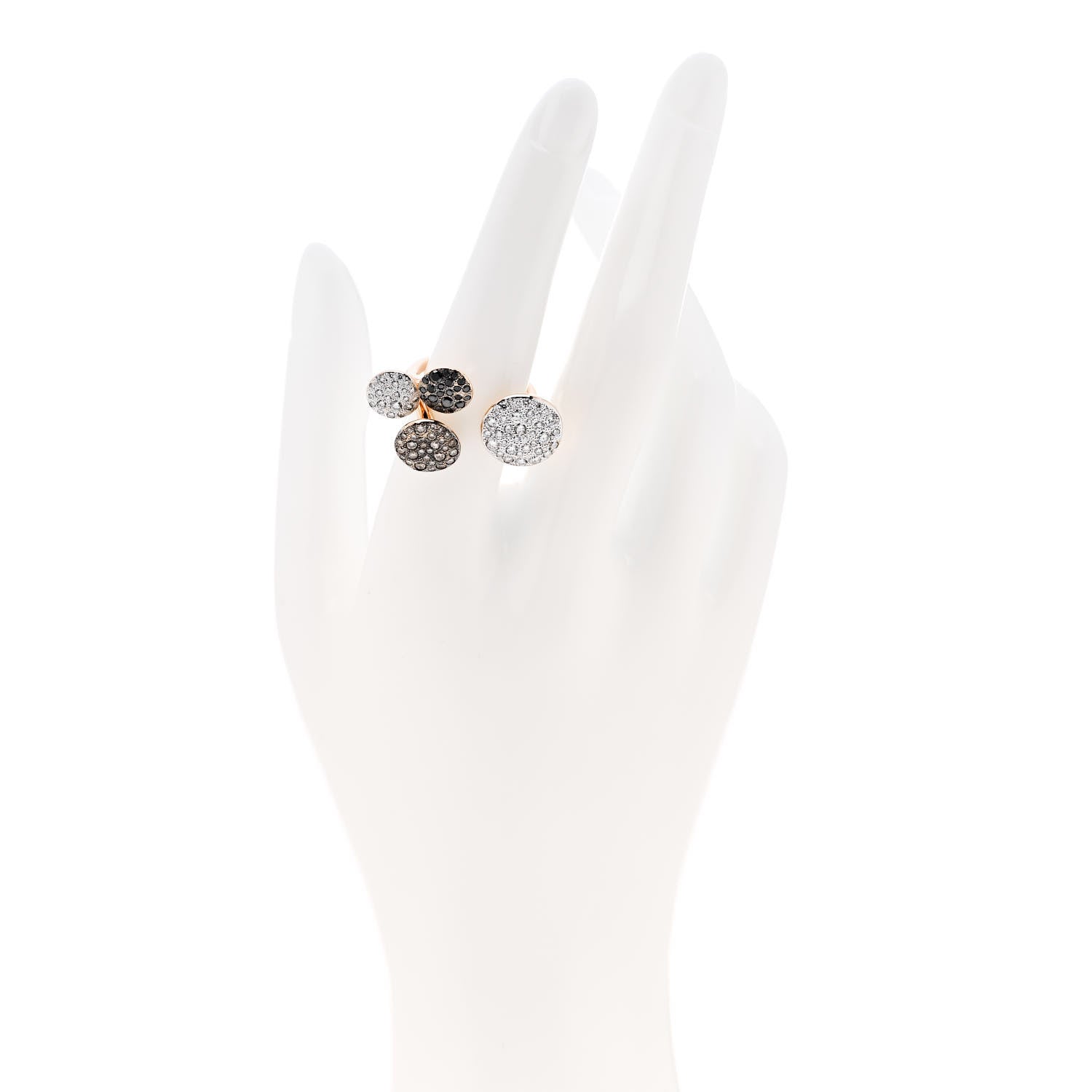 Pomellato 18K Rose Gold Diamond Sabbia Disc Cuff Pave Ring 53 6.5 2 of 7
