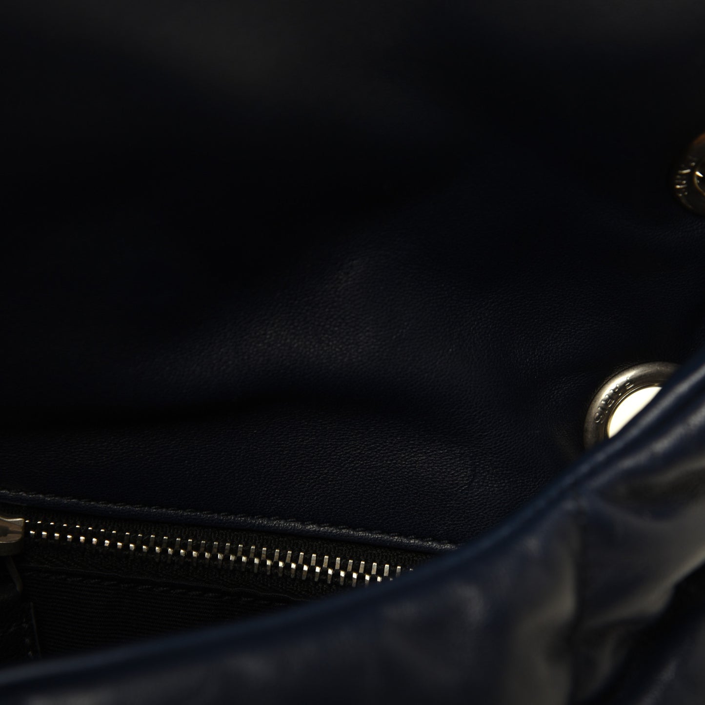 Lambskin Quilted Small Loulou Puffer Monogram Chain Satchel Navy