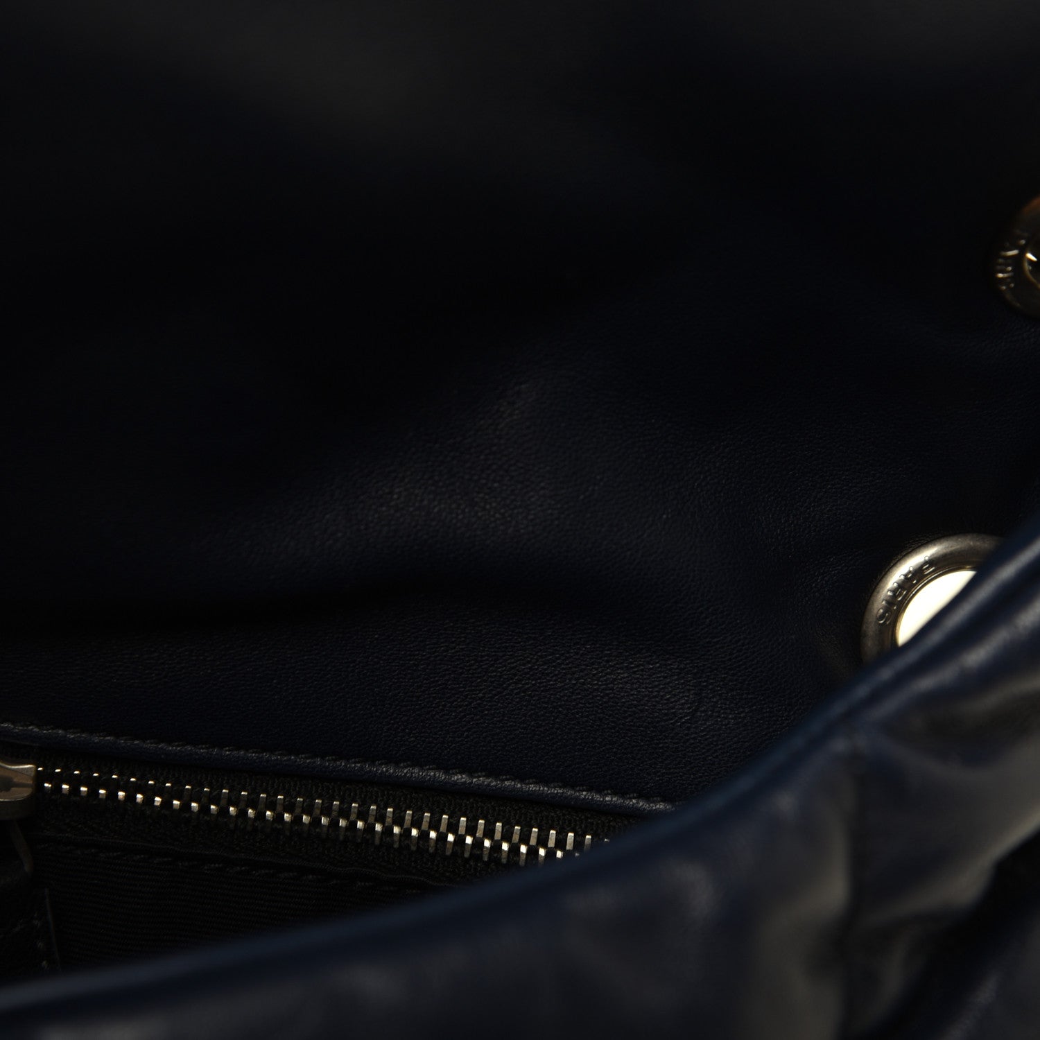 Saint Laurent Lambskin Quilted Small Loulou Puffer Monogram Chain Satchel Navy 10 of 24