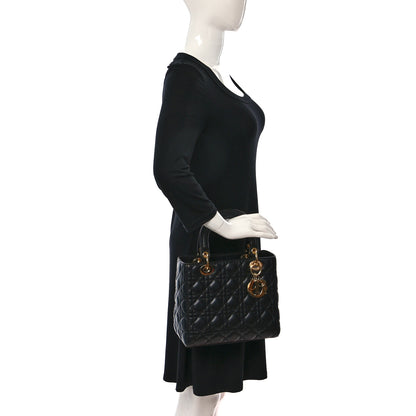 Christian Dior Lambskin Cannage Medium Lady Dior Black 2 of 11