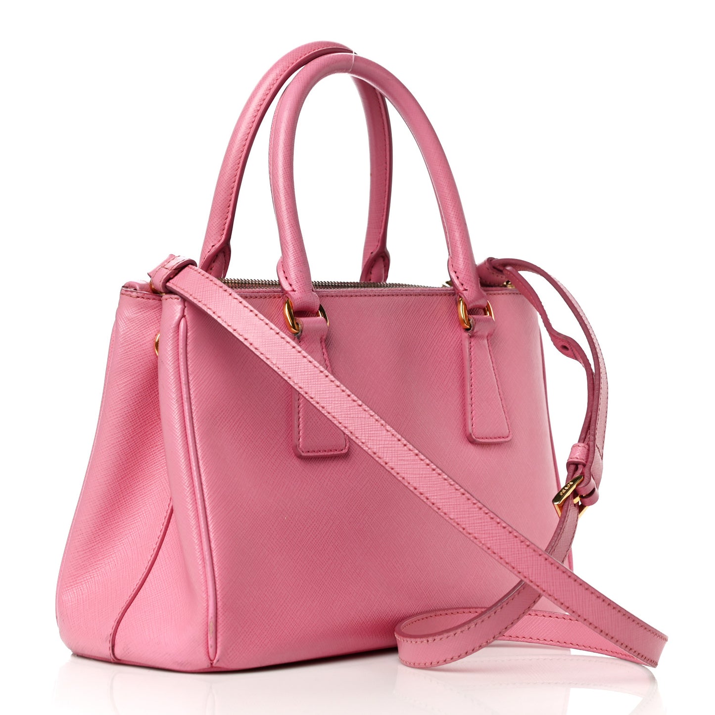 Saffiano Lux Mini Galleria Double Zip Tote Begonia