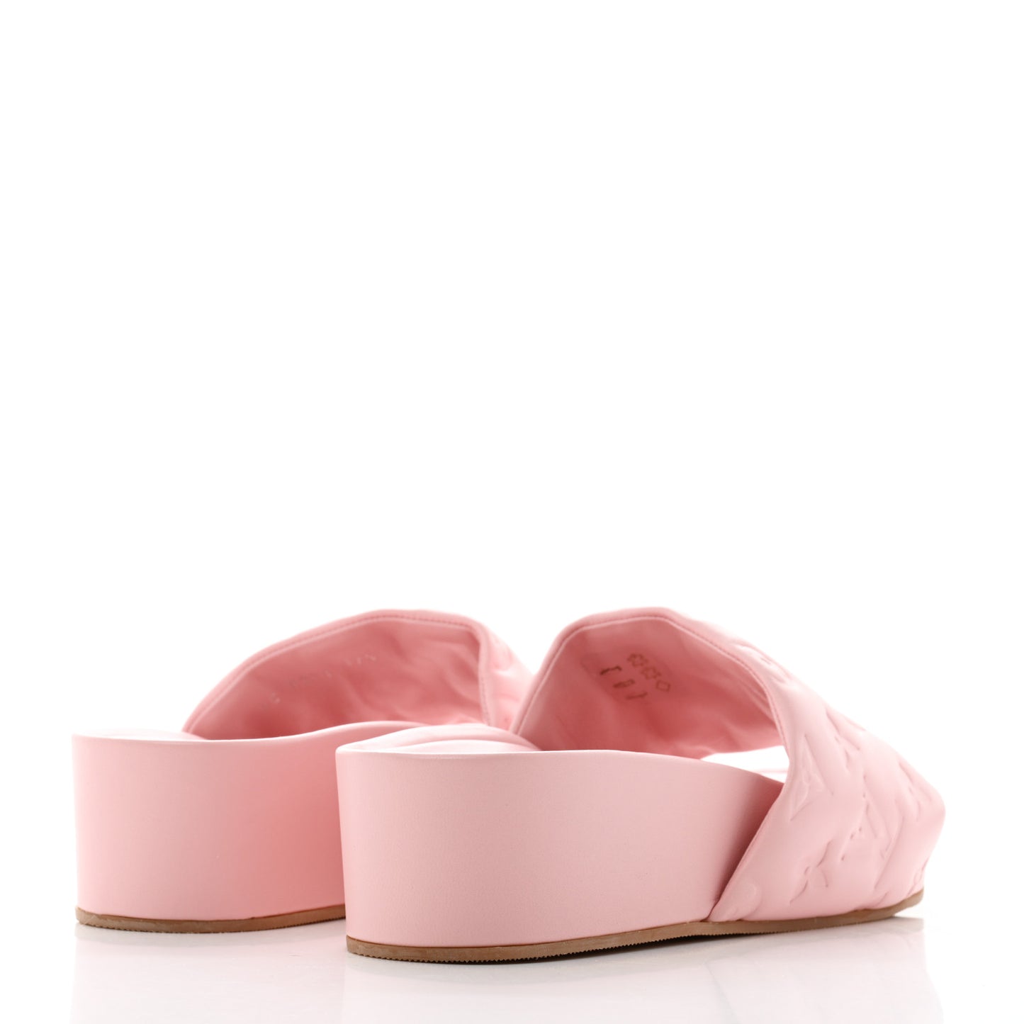 Lambskin Embossed Monogram Jumbo Flatform Mule Sandals 37.5 Rose Clair