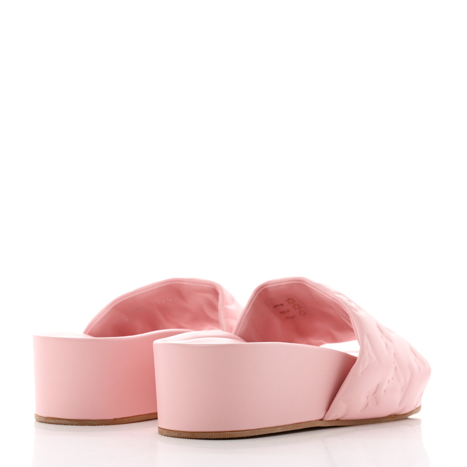 Louis Vuitton Lambskin Embossed Monogram Jumbo Flatform Mule Sandals 37.5 Rose Clair 4 of 8