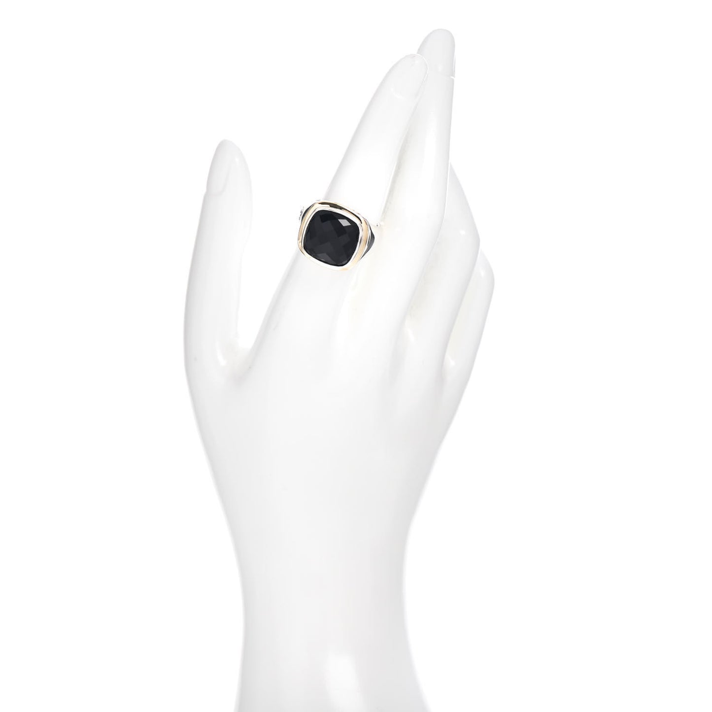 Sterling Silver 18K Yellow Gold Black Onyx 14mm Albion Statement Ring 54 7