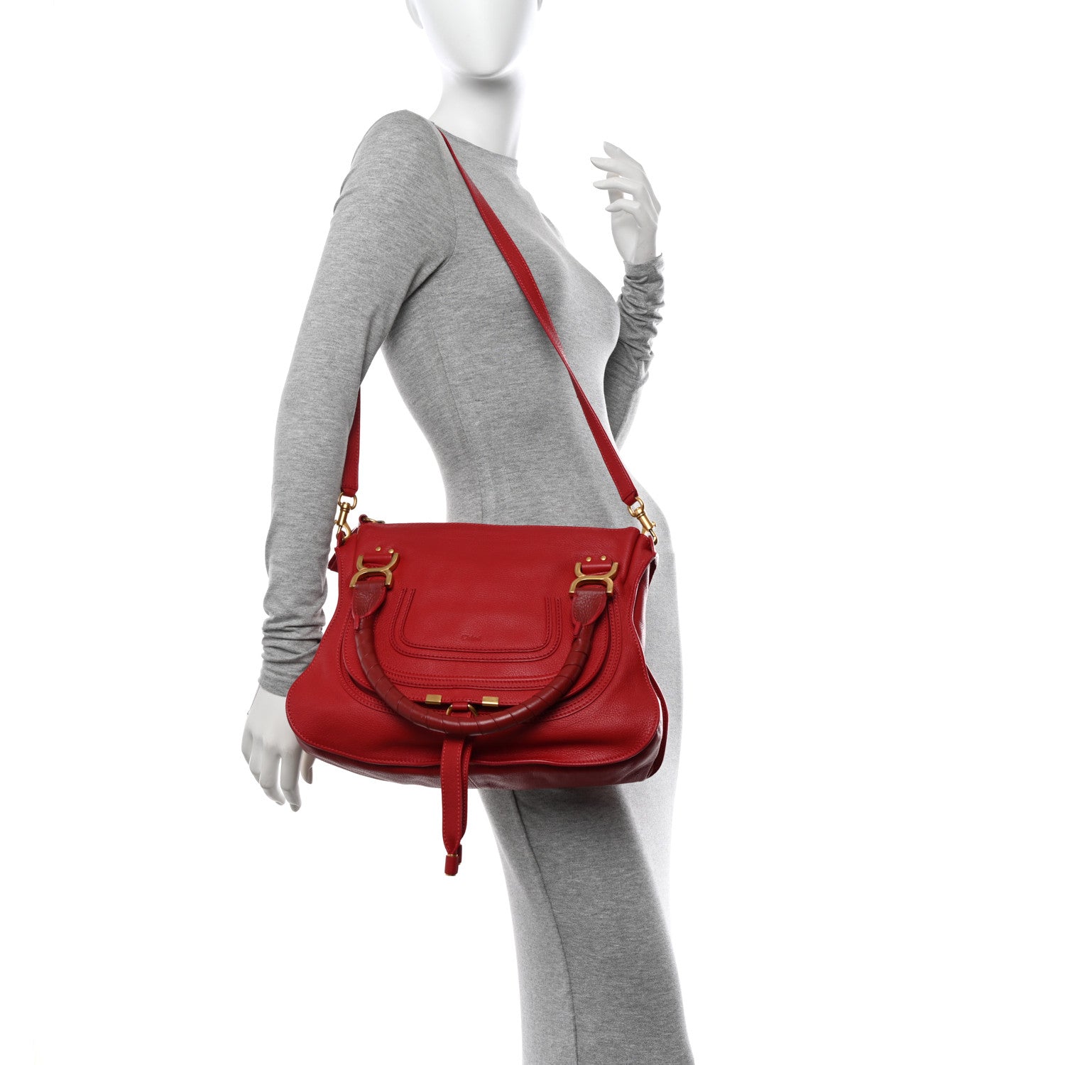 Chloe Calfskin Medium Marcie Satchel Red 2 of 11