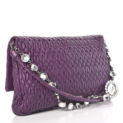 Miu Miu Nappa Matelasse Crystal Flap Clutch Viola 3 of 10