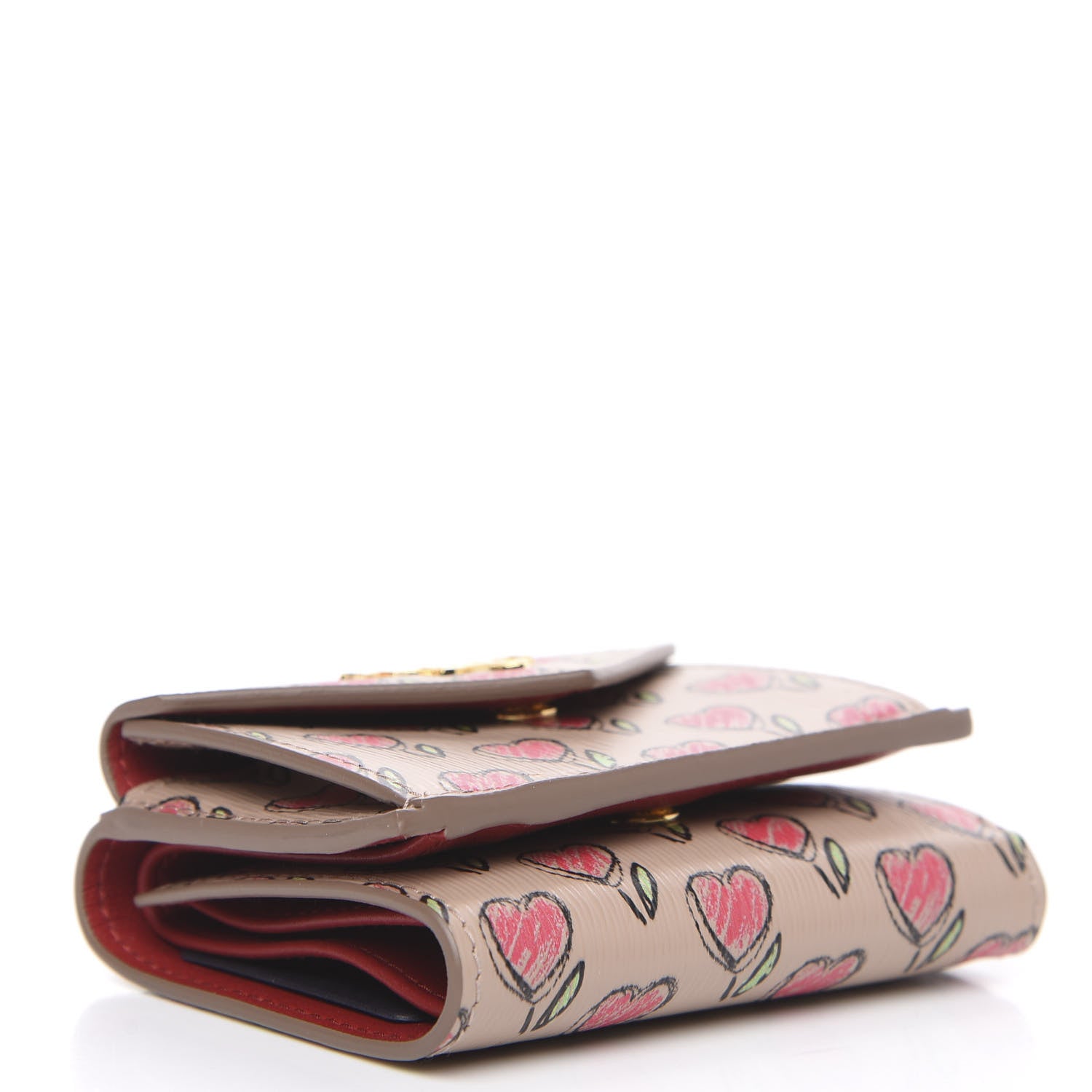 Prada Vitello Move Love Print Envelope Tri-Fold Wallet Cipria 3 of 6