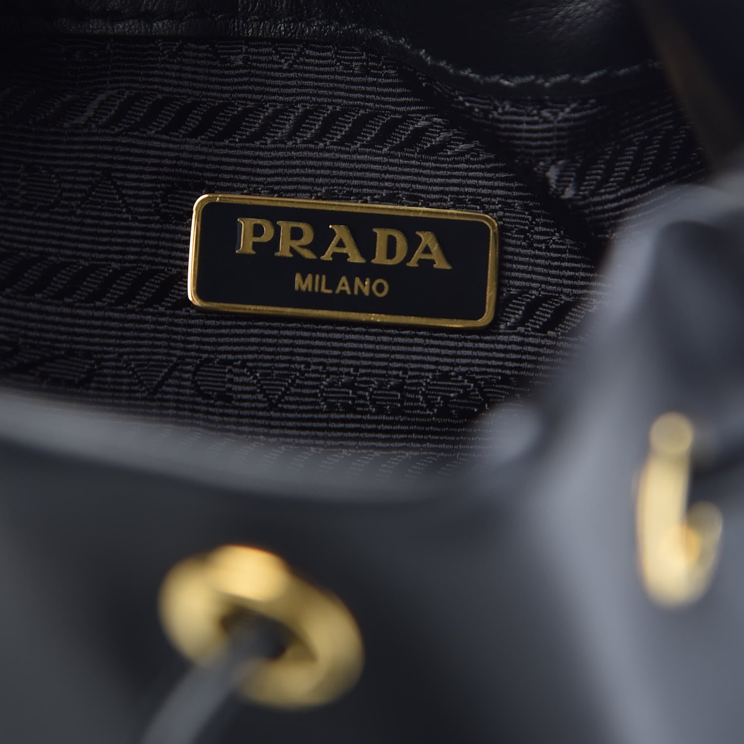 Prada Soft Calf Saffiano Mini Bucket Crossbody Bag Black 6 of 9
