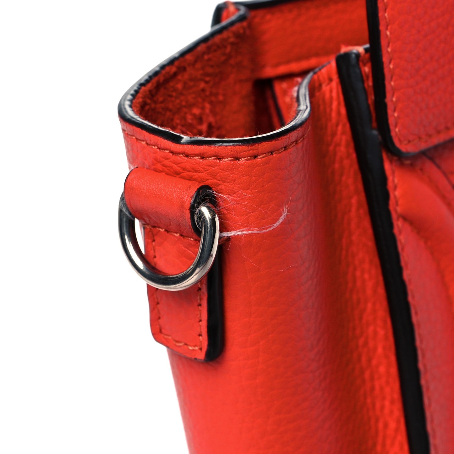 Drummed Calfskin Nano Luggage Coquelicot