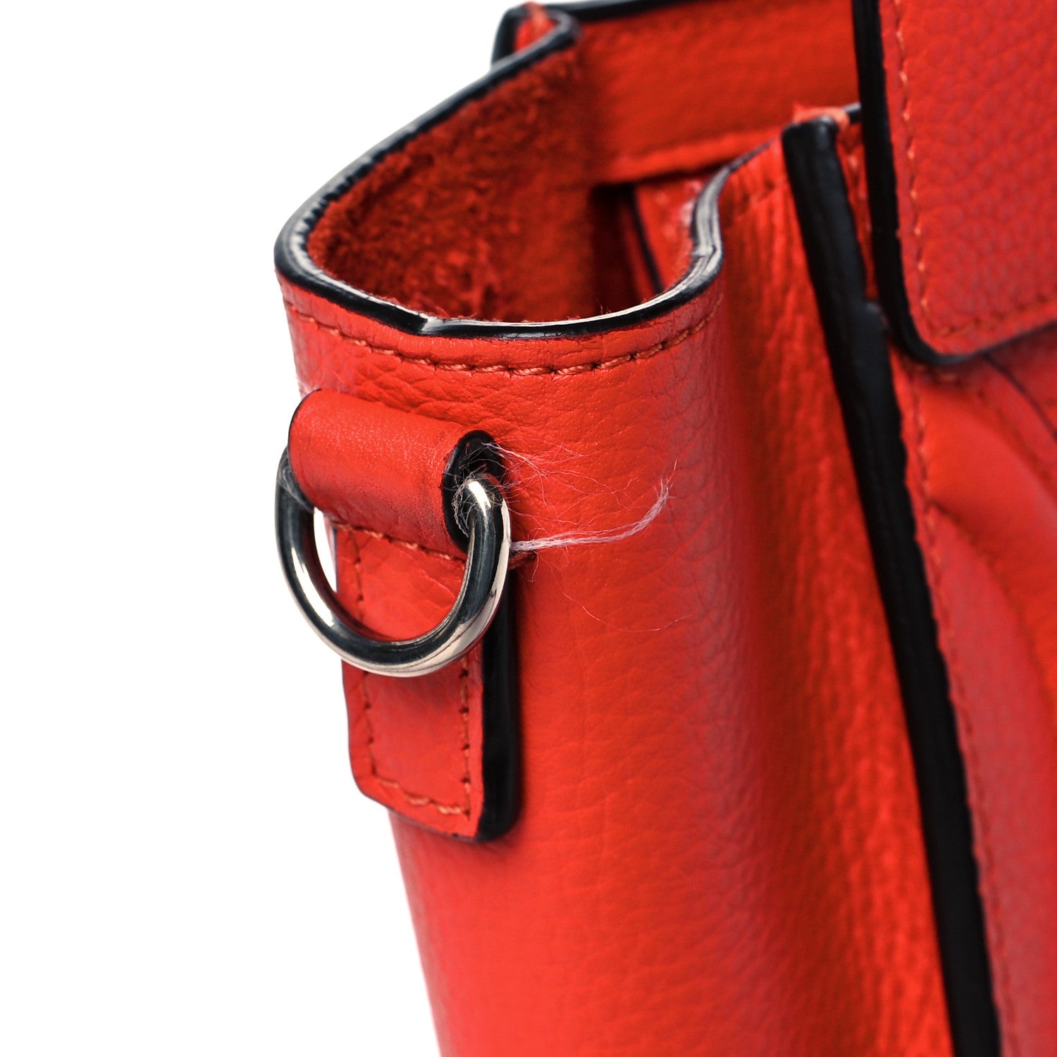 Celine Drummed Calfskin Nano Luggage Coquelicot 11 of 13