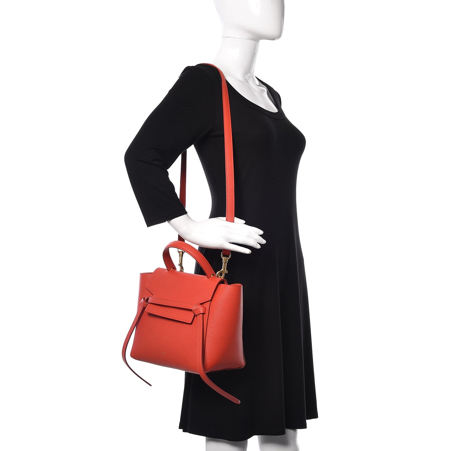 Grained Calfskin Micro Belt Bag Coral