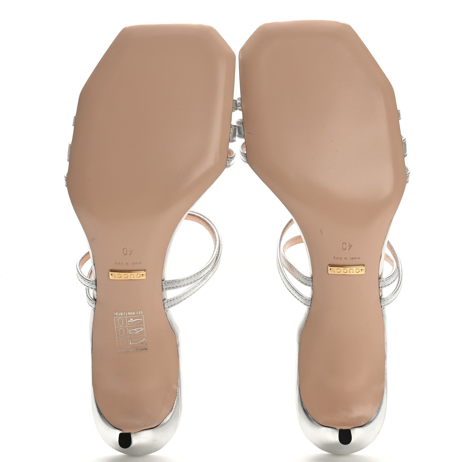 Gucci Metallic Nappa Victoria Strappy Horsebit Sandals 40 Silver 6 of 10