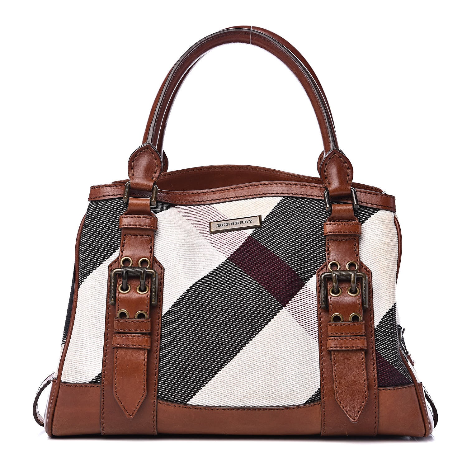 Burberry Mega Check Canvas Small Marston Tote Pale Beige 1 of 16