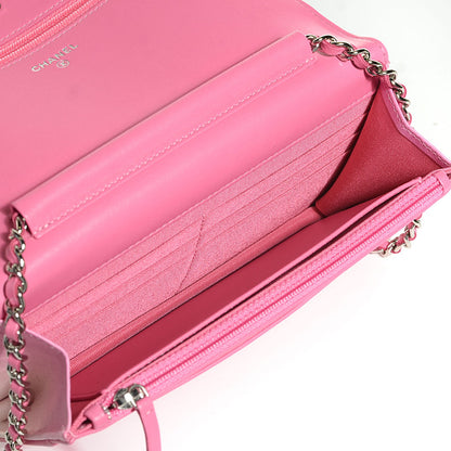 Chanel Faded Lambskin Quilted Zephyr Wallet on Chain WOC Dark Pink 5 of 8