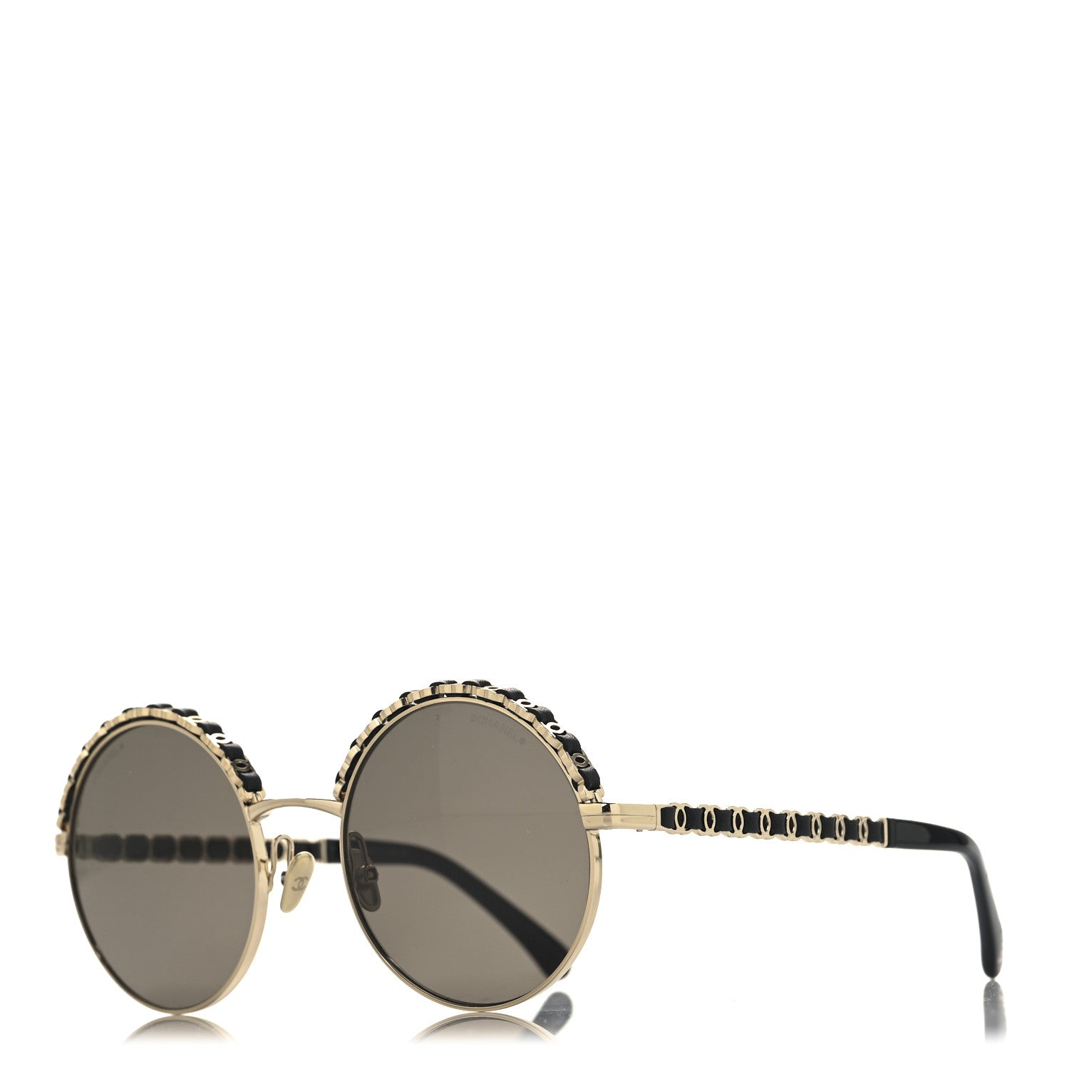 Chanel Metal Calfskin Round Chain Sunglasses 4265-Q Black 1 of 7