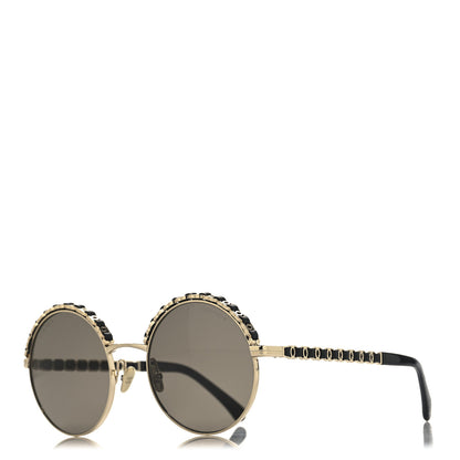 Chanel Metal Calfskin Round Chain Sunglasses 4265-Q Black 1 of 7