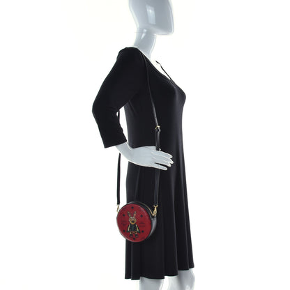 MCM Visetos Punk Rabbit Tambourine Small Crossbody Red 2 of 15