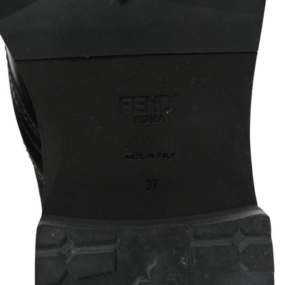Fendi Calfskin Stretch Fabric Rockoko Biker Boots 37 Tobacco Black Marino 7 of 9