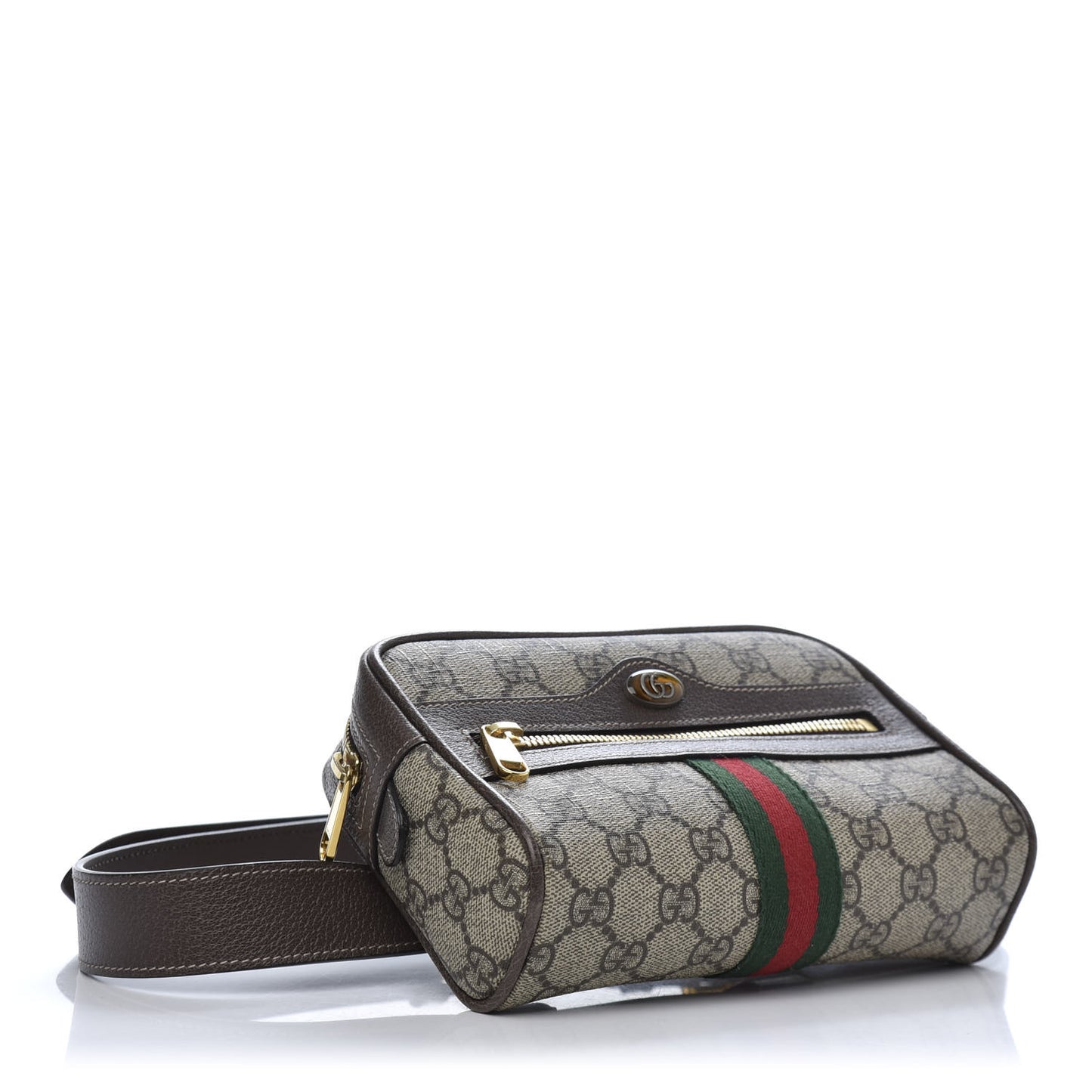 GG Supreme Monogram Web Small Ophidia Belt Bag 85 34 Dark Brown