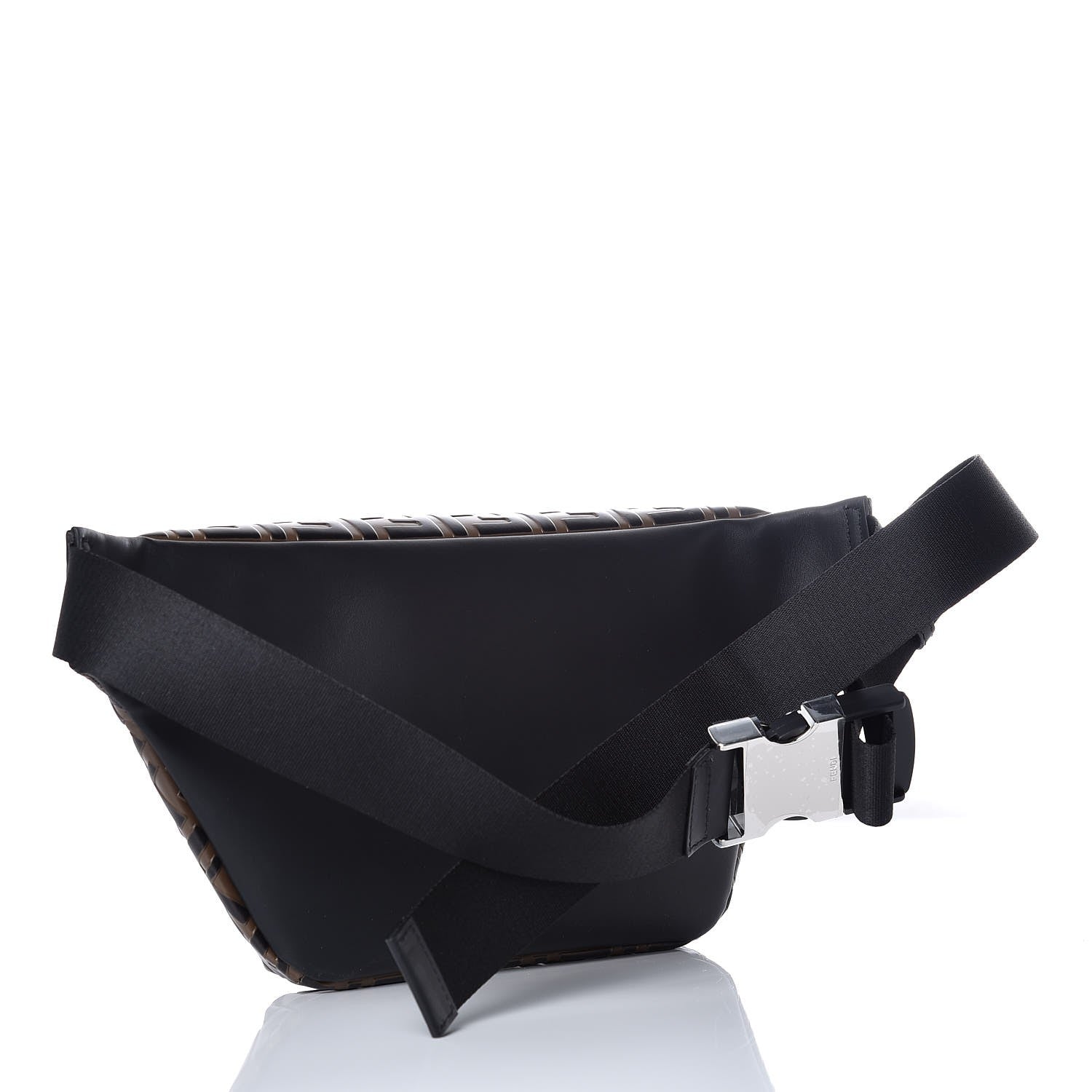 Fendi Vitello Century Bi-Color FF 1974 Embossed Belt Bag Maya Black 3 of 7