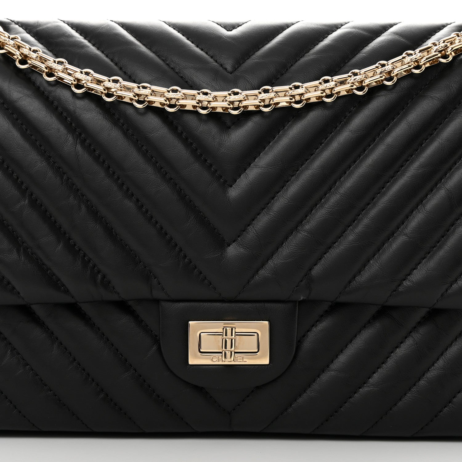 Chanel Aged Calfskin Chevron Quilted 2.55 Reissue 226 Flap Black 8 of 14