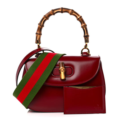 Gucci Boarded Dyana Lux Calfskin Web Small Bamboo 1947 Top Handle Bag Red 1 of 13