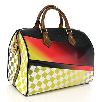 Louis Vuitton Epi Reverse Monogram Damier Race Speedy Bandouliere 30 Black Yellow 2 of 11