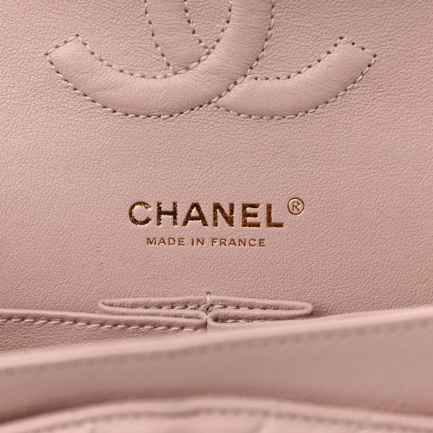 Calfskin Chevron Quilted Medium Double Flap Light Pink