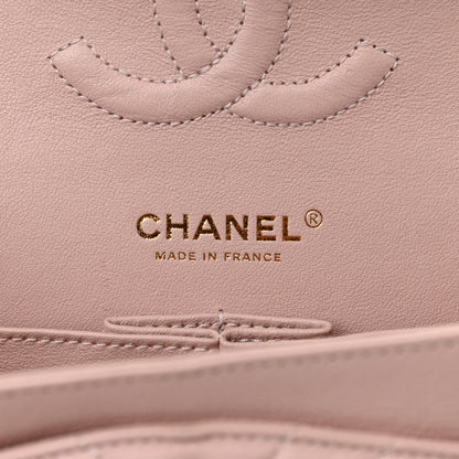 Chanel Calfskin Chevron Quilted Medium Double Flap Light Pink 6 of 10