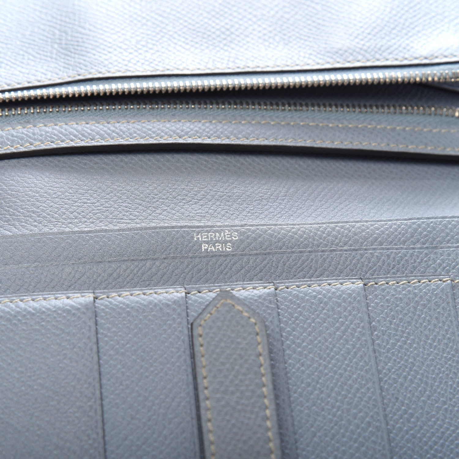 Hermes Epsom Bi-Color Bearn Gusset Wallet Lime Bleu Lin 6 of 8