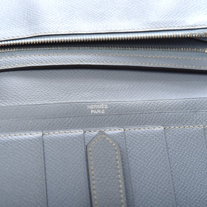 Hermes Epsom Bi-Color Bearn Gusset Wallet Lime Bleu Lin 6 of 8