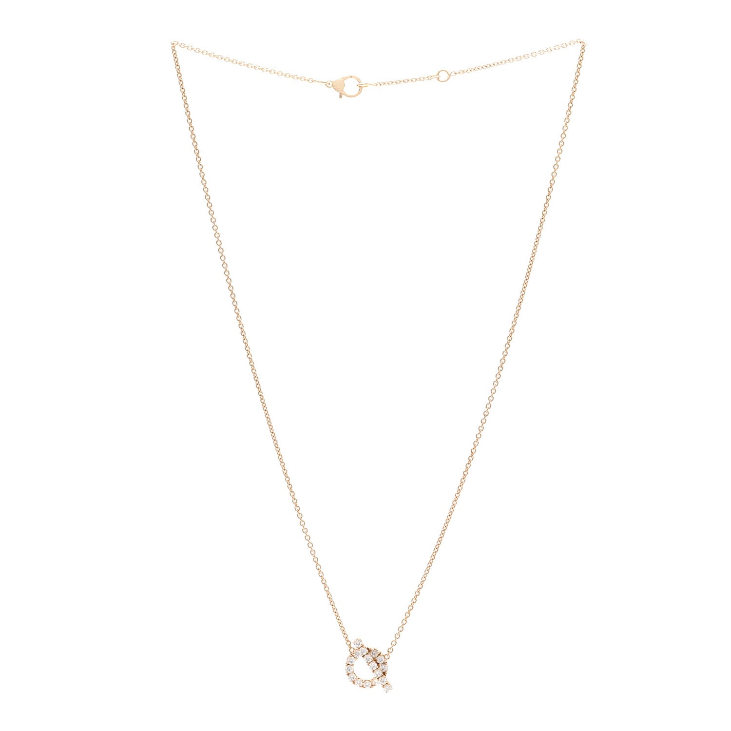 Hermes 18K Rose Gold Diamond Finesse Pendant Necklace 3 of 6