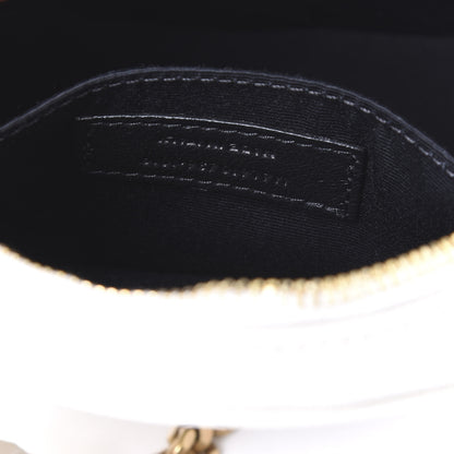 Saint Laurent Grain De Poudre Matelasse Chevron Quilted Round Vinyle Camera Bag White 8 of 9