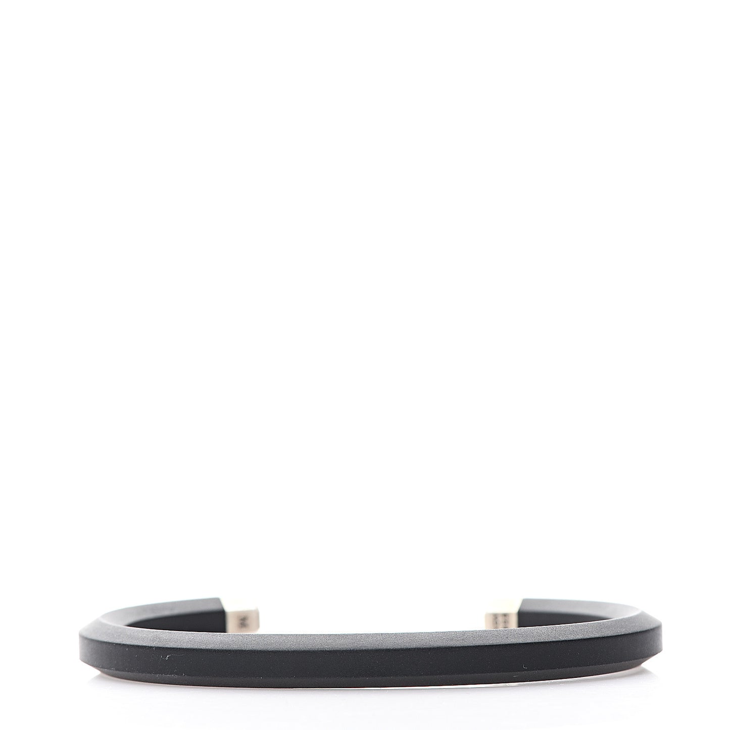 Sterling Silver Rubber 7mm Mens Hex Cuff Bracelet M Black