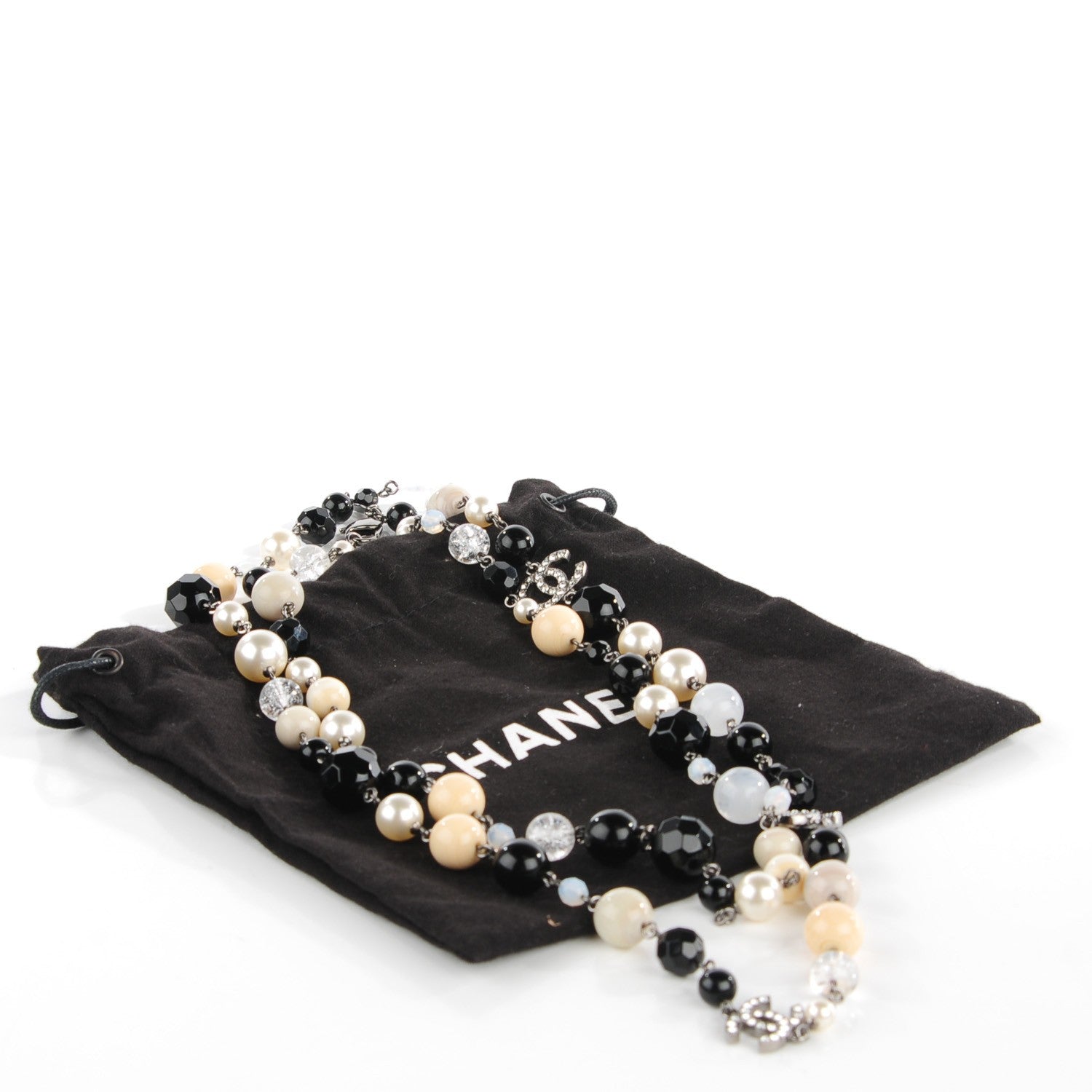 Chanel Pearl Crystal CC Beaded Long Necklace 7 of 7