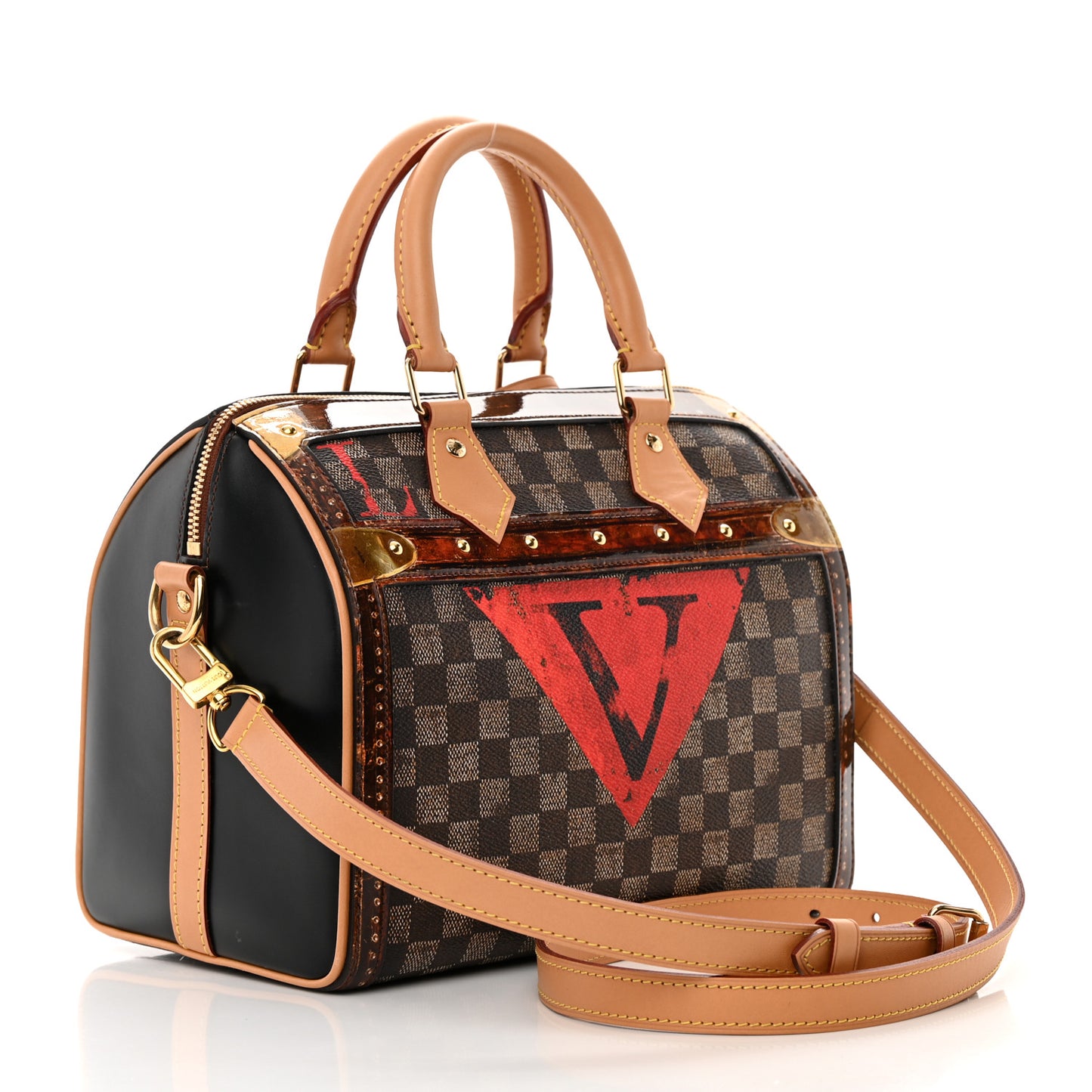 Transformed Damier Ebene Time Trunk Speedy Bandouliere 25 Black