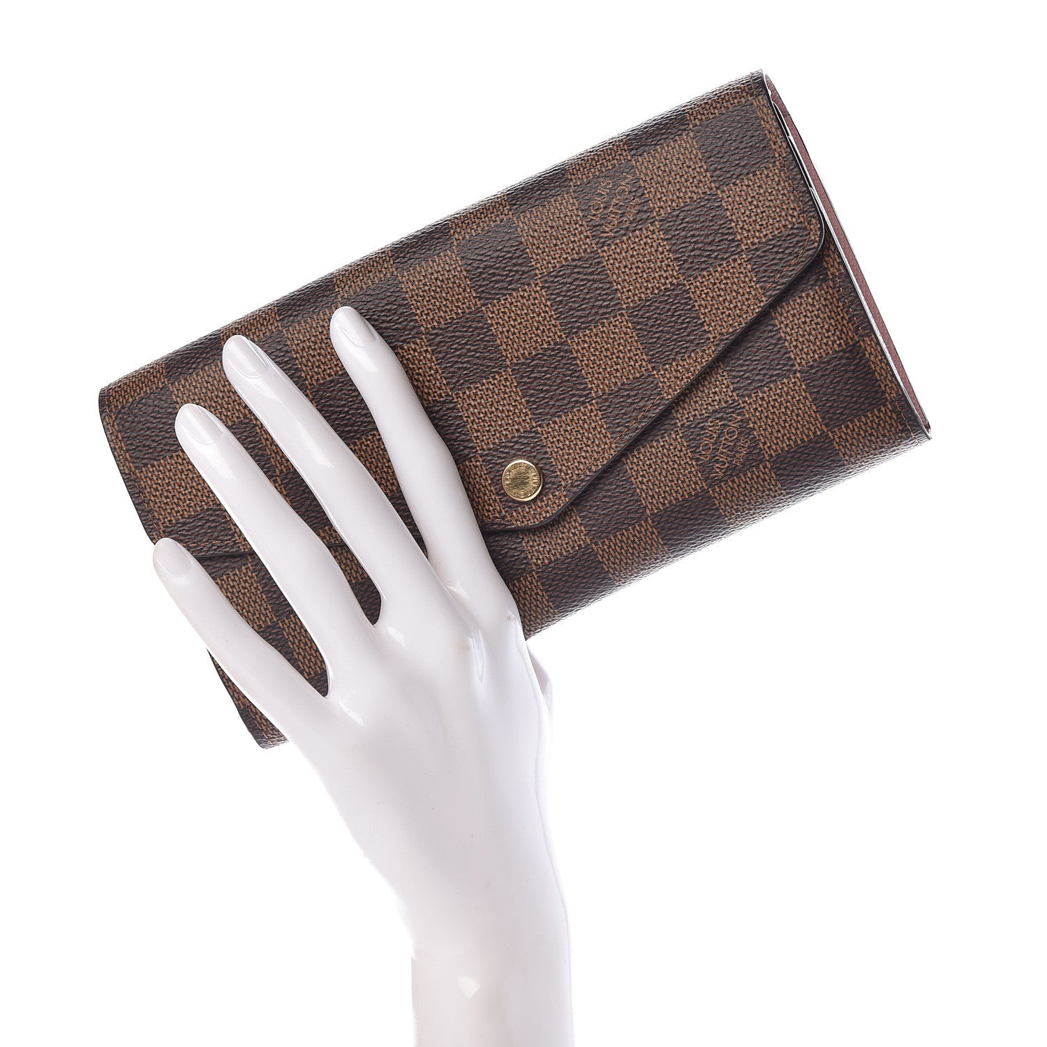 Louis Vuitton Damier Ebene Sarah Wallet NM Rose Ballerine 2 of 9
