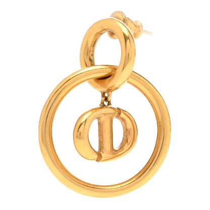 Christian Dior Metal CD Navy Earrings Gold 4 of 5