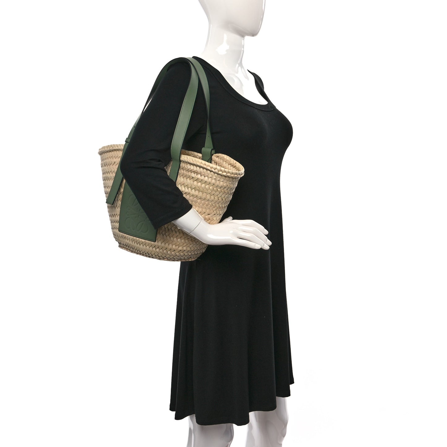 Raffia Small Basket Tote Bag Natural Green