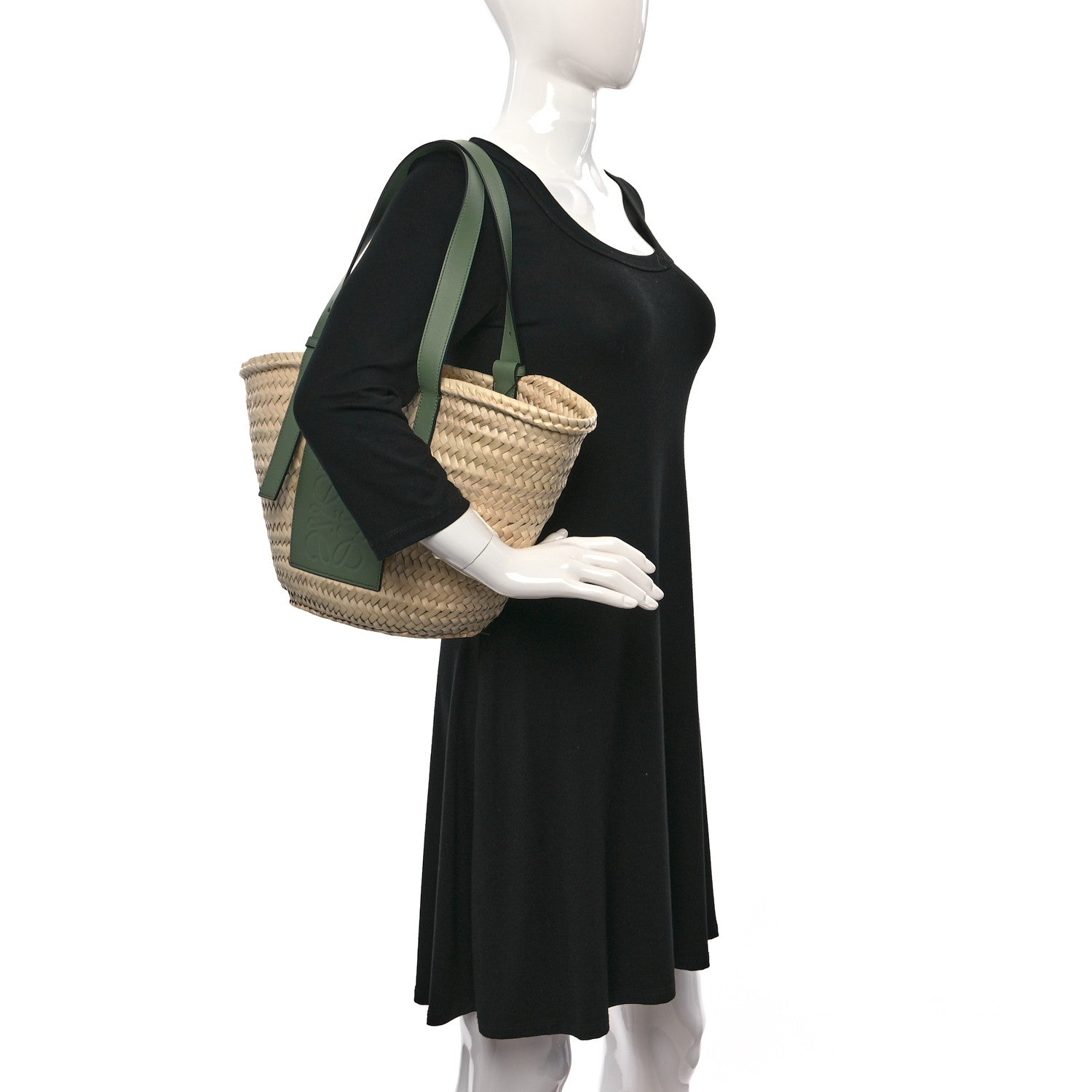 Loewe Raffia Small Basket Tote Bag Natural Green 2 of 8