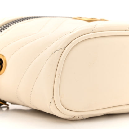Gucci Calfskin Matelasse Chevron Mini GG Marmont Top Handle Bag Mystic White 10 of 15