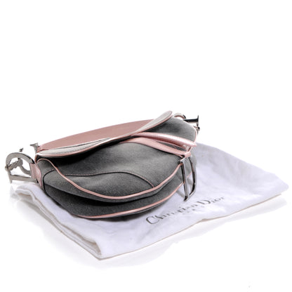 Christian Dior Patent Denim Jeans Saddle Bag Grey Pink 4 of 8