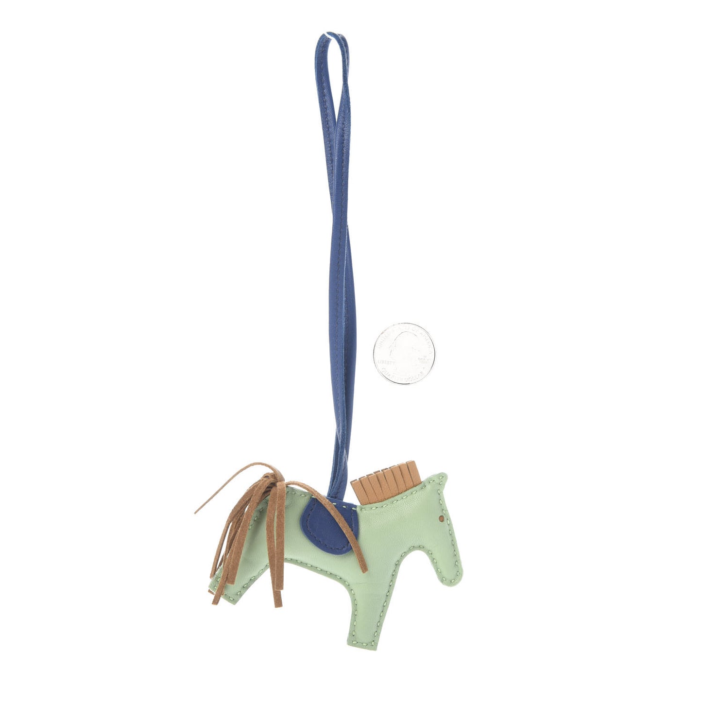 Milo Lambskin Grigri Rodeo Horse Bag Charm PM Vert Criquet Sesame Bleu de Malte