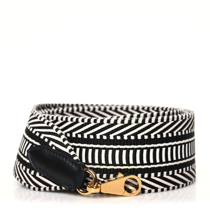 Hermes Toile Swift 50mm Sangle Cavale Shoulder Strap Black Ecru 1 of 5