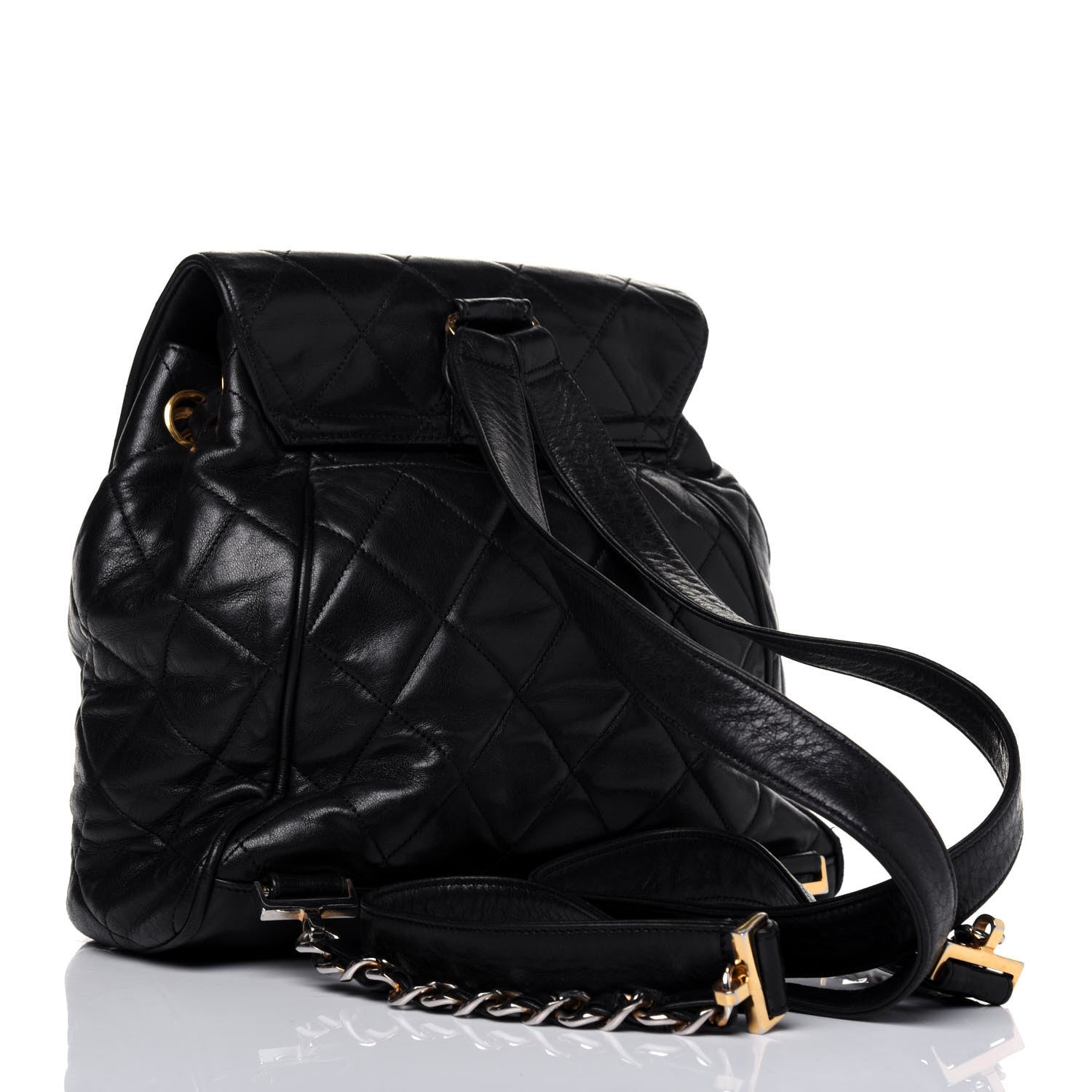 Chanel Crumpled Calfskin Quilted Backpack Black 2 of 17