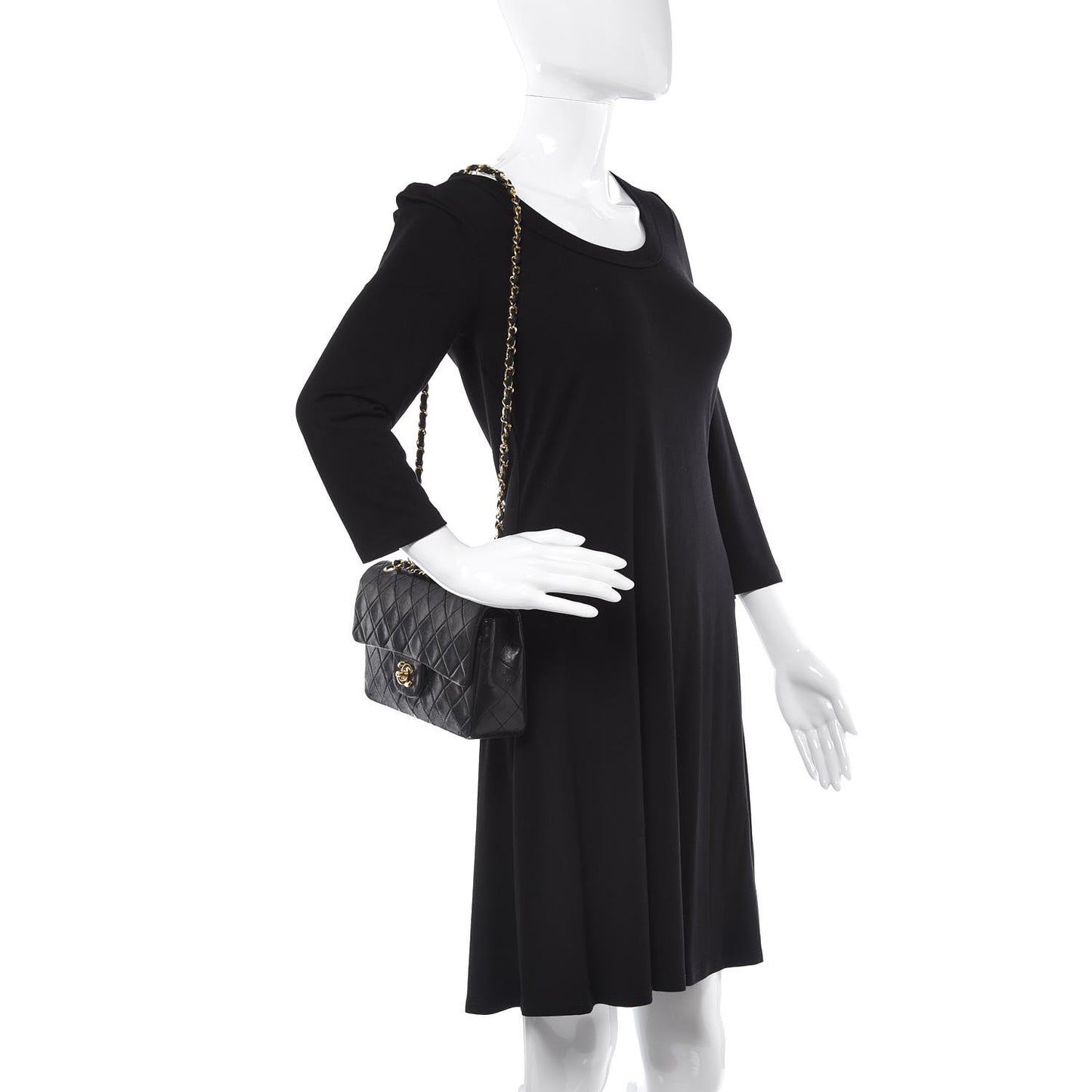 Lambskin Quilted Small Double Flap Black