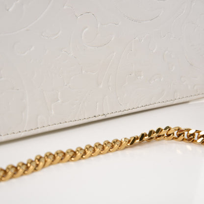 Versace Calfskin Embossed Palazzo Chain Evening Bag White 9 of 10
