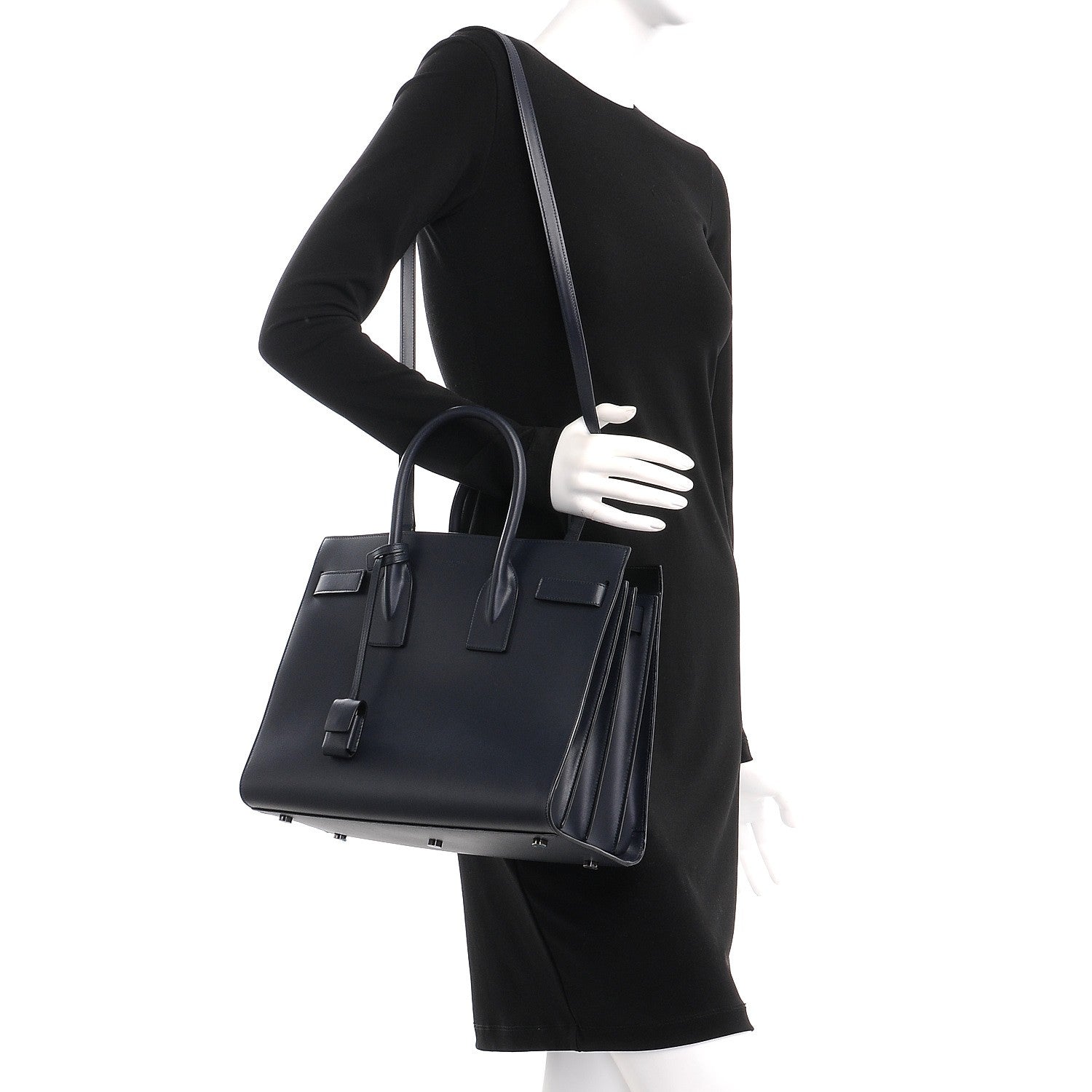 Saint Laurent Smooth Calfskin Small Double Face Sac De Jour Marine Black 2 of 9