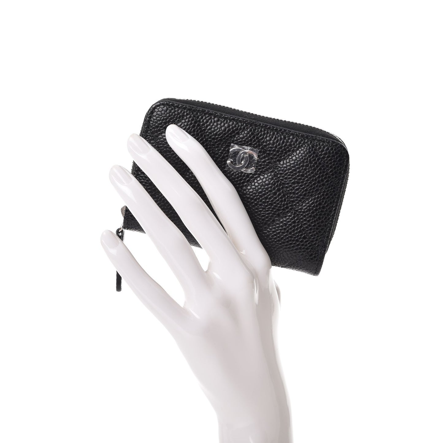 Caviar Quilted Zip Coin Purse Black